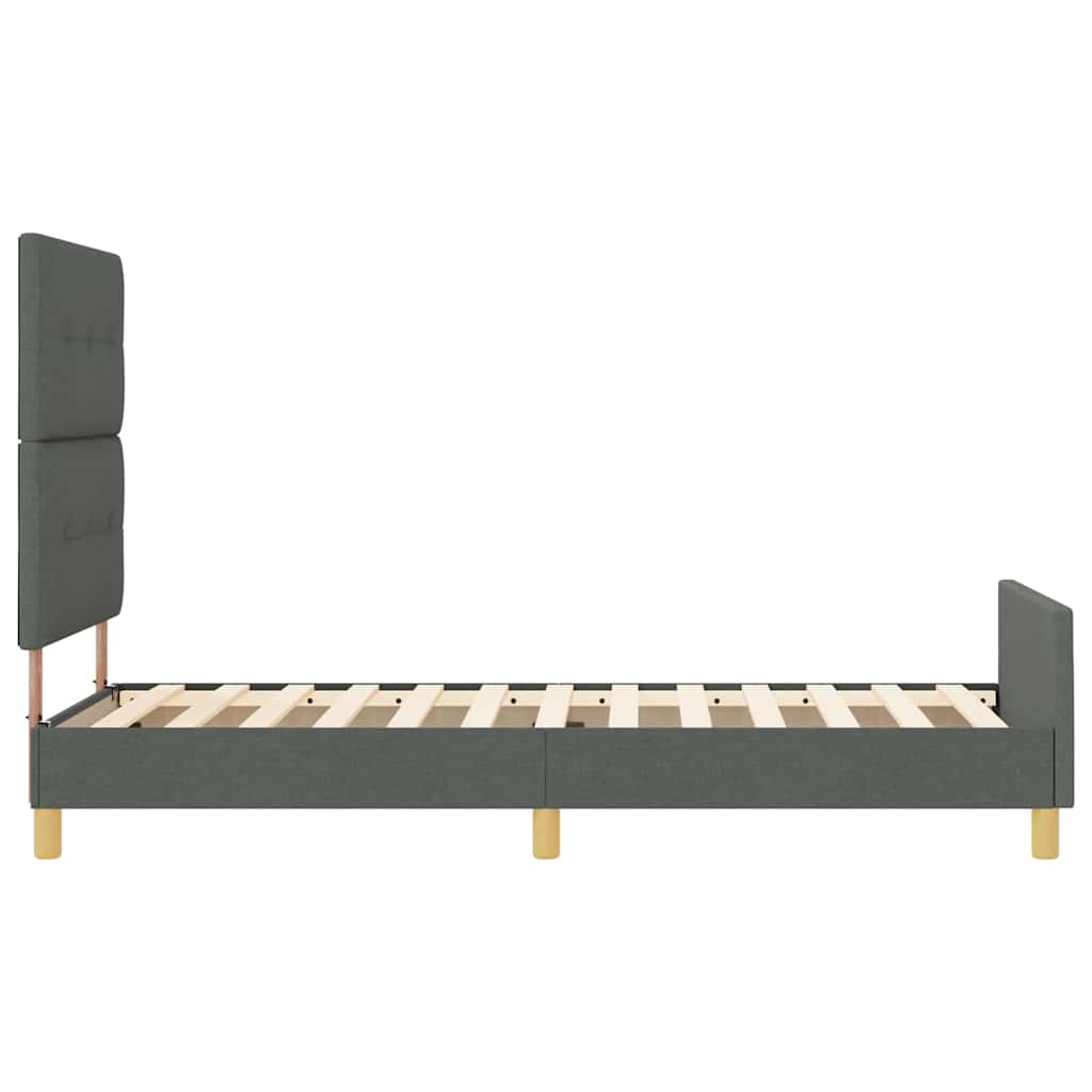 Sengestel med hovedgærde Mørkegrå 90 x 190 cm Stof