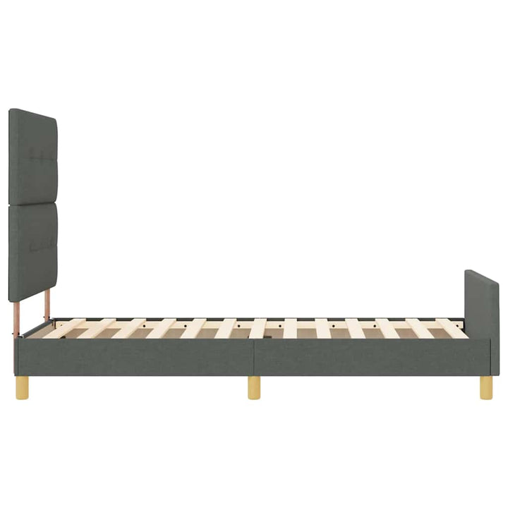 Sengestel med hovedgærde Mørkegrå 90 x 190 cm Stof