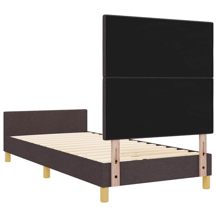 Sengestel med hovedgærde Mørkebrun 90 x 200 cm Stof