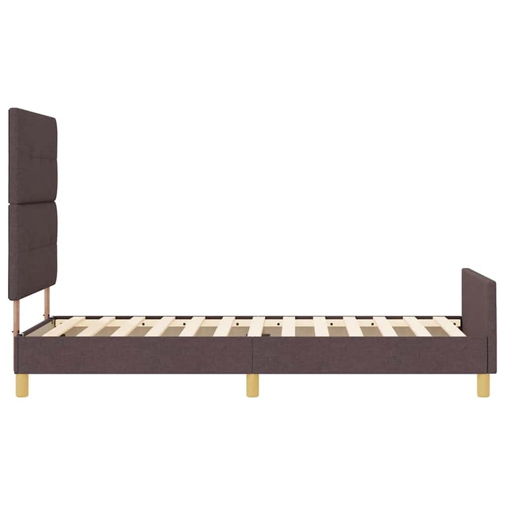 Sengestel med hovedgærde Mørkebrun 90 x 200 cm Stof