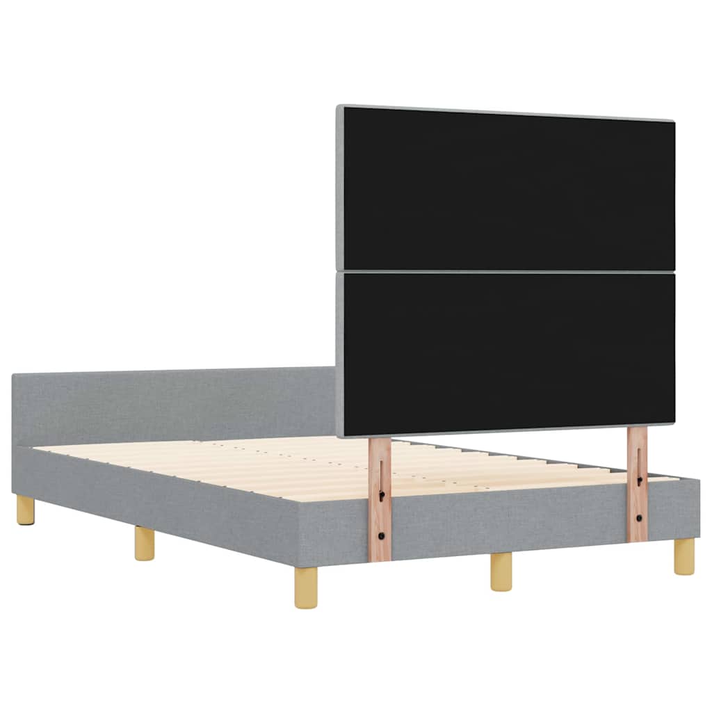 Sengestel med hovedgærde Lysegrå 120 x 190 cm Stof