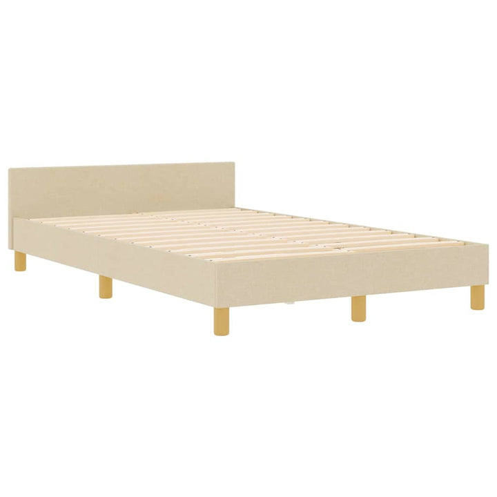 Sengestel med hovedgærde Creme 120 x 190 cm Stof