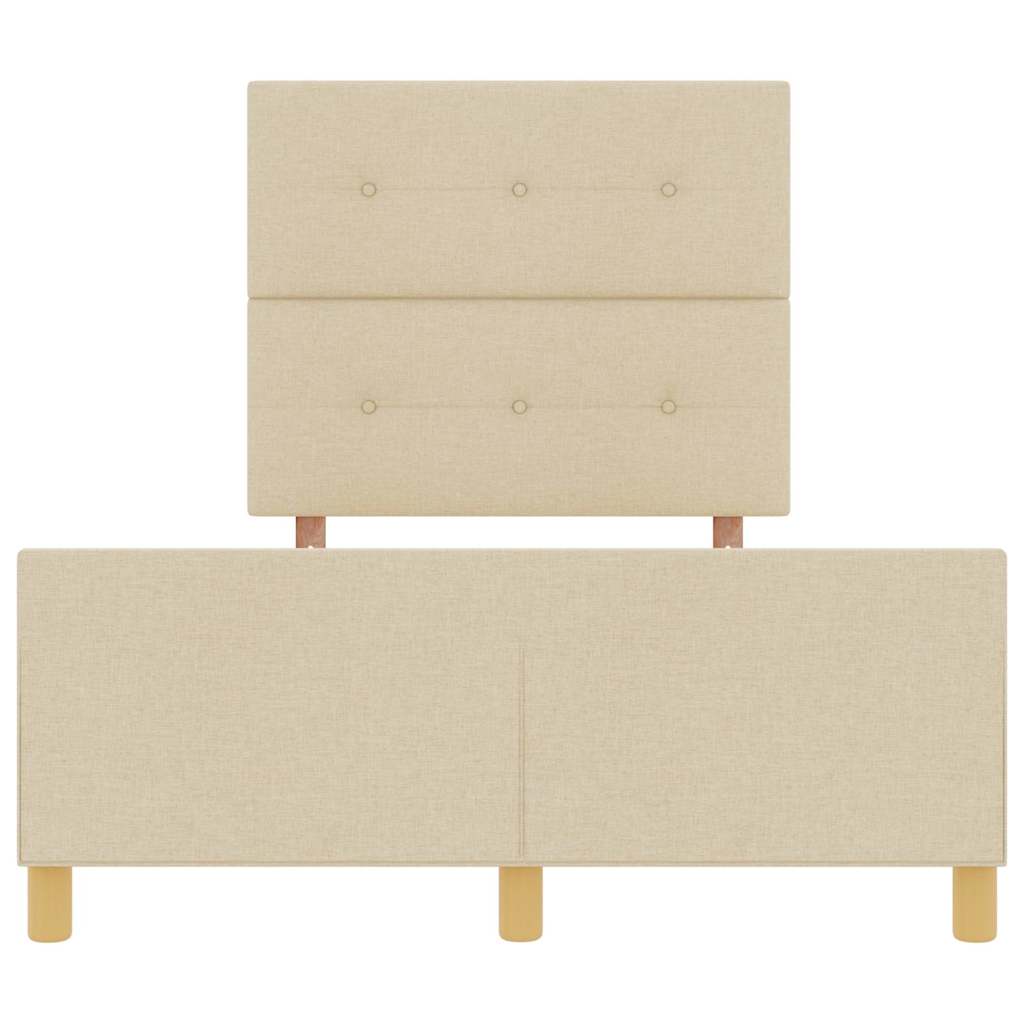 Sengestel med hovedgærde Creme 120 x 190 cm Stof
