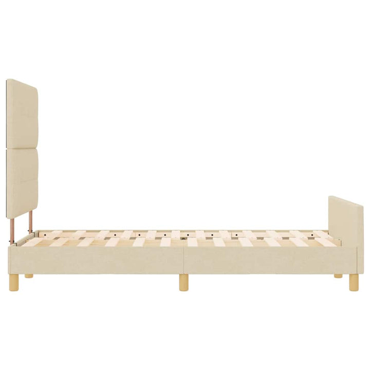 Sengestel med hovedgærde Creme 120 x 190 cm Stof