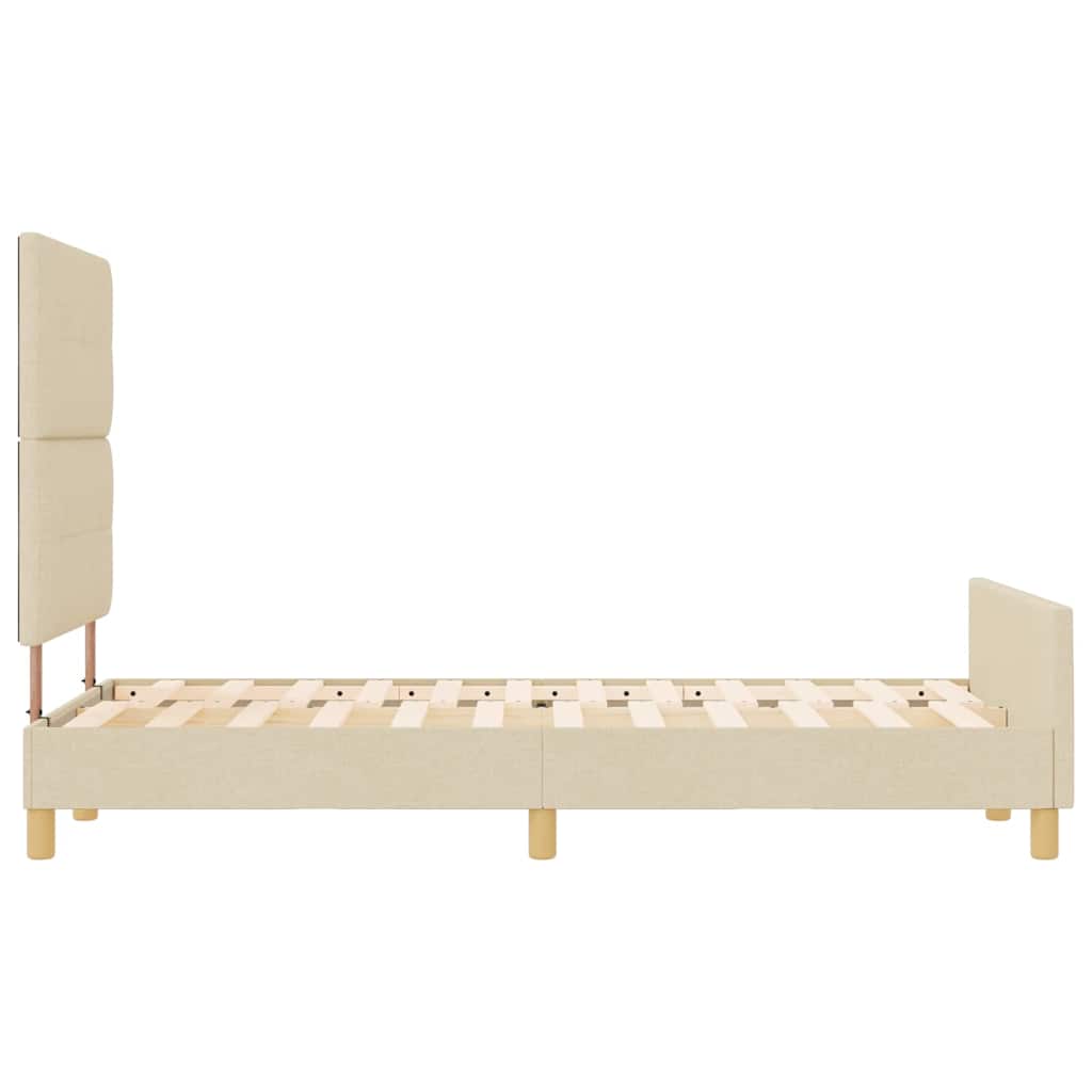 Sengestel med hovedgærde Creme 120 x 200 cm Stof