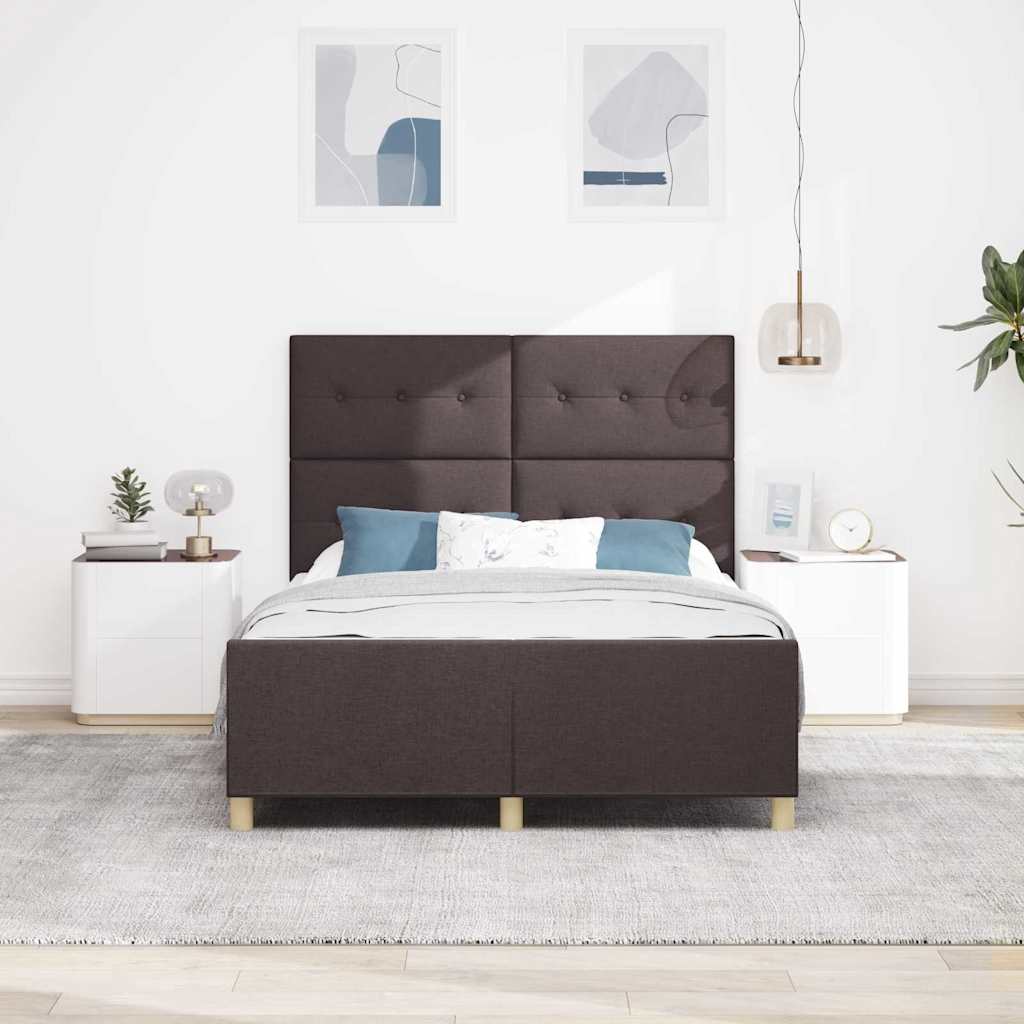 Sengestel med hovedgærde Mørkebrun 140 x 190 cm Stof