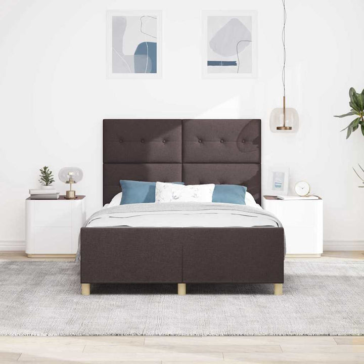 Sengestel med hovedgærde Mørkebrun 140 x 190 cm Stof