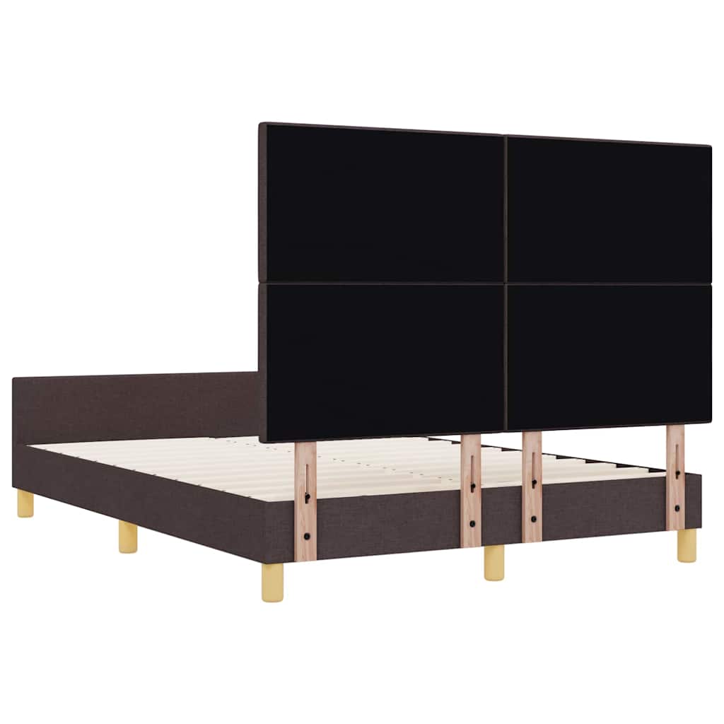 Sengestel med hovedgærde Mørkebrun 140 x 190 cm Stof