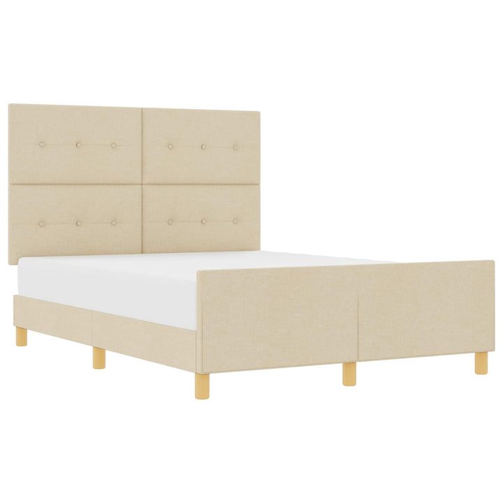 Sengestel med hovedgærde Creme 140 x 190 cm Stof