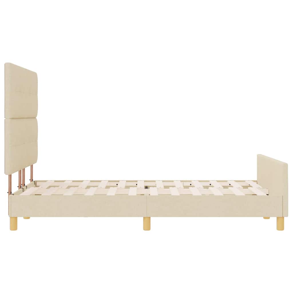 Sengestel med hovedgærde Creme 140 x 190 cm Stof