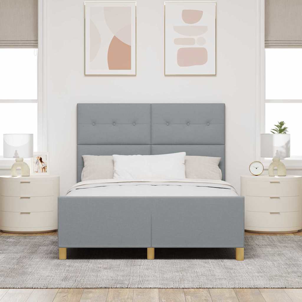 Sengestel med hovedgærde Lysegrå 140 x 200 cm Stof