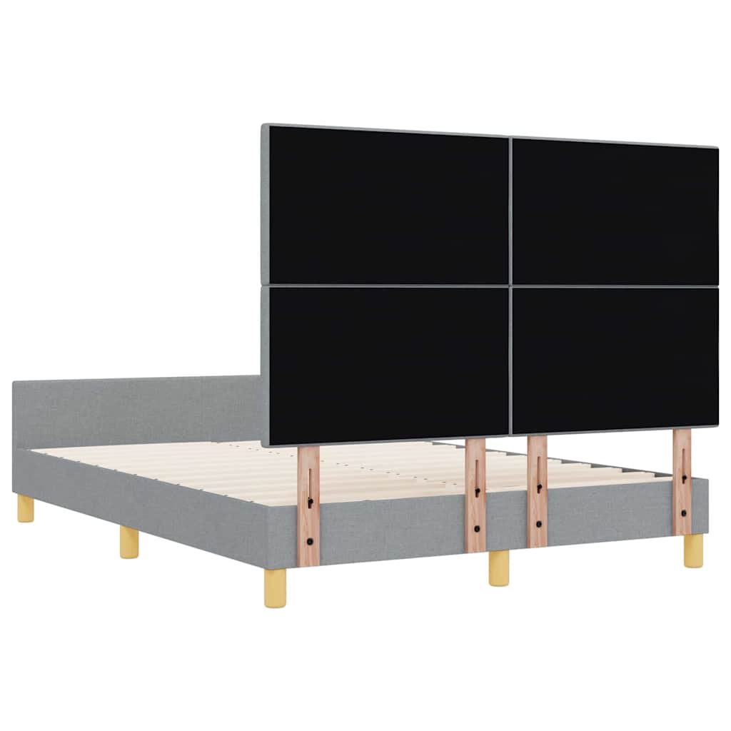 Sengestel med hovedgærde Lysegrå 140 x 200 cm Stof