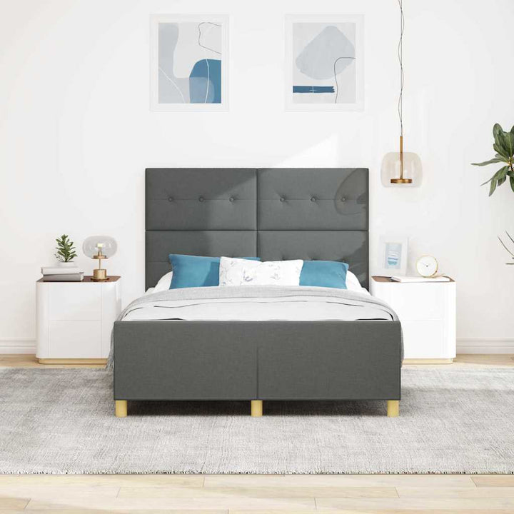 Sengestel med hovedgærde Mørkegrå 140 x 200 cm Stof