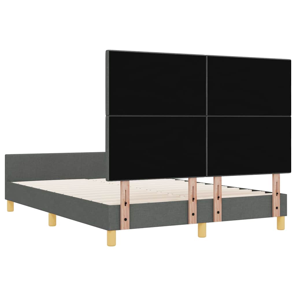 Sengestel med hovedgærde Mørkegrå 140 x 200 cm Stof