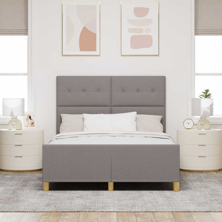 Sengestel med hovedgærde Gråbrun 140 x 200 cm Stof