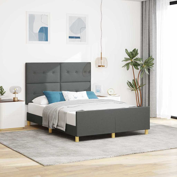 Sengestel med hovedgærde Mørkegrå 160 x 200 cm Stof