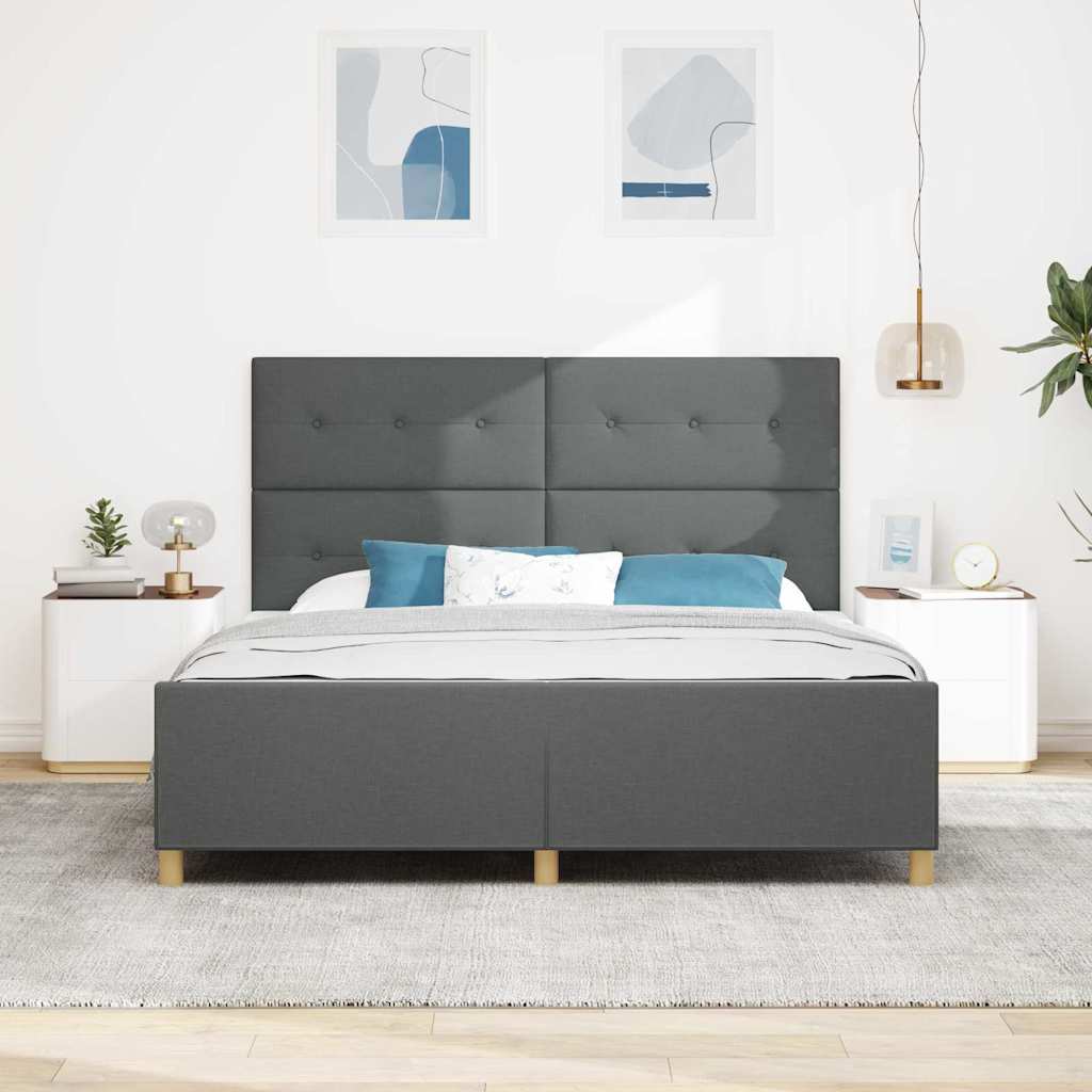 Sengestel med hovedgærde Mørkegrå 180 x 200 cm Stof