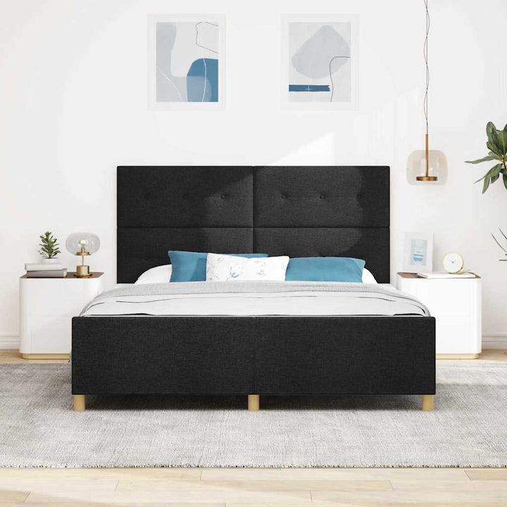 Sengestel med hovedgærde Sort 180 x 200 cm Stof