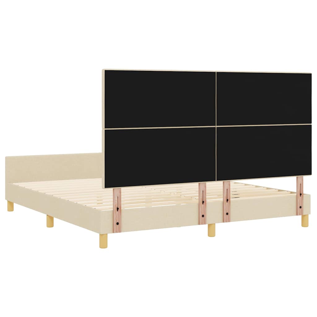 Sengestel med hovedgærde Creme 180 x 200 cm Stof