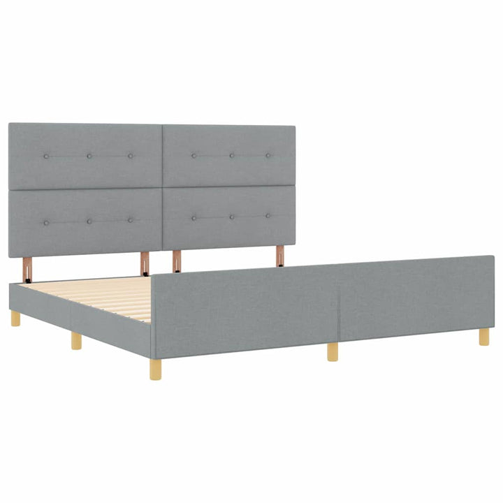 Sengestel med hovedgærde Lysegrå 200 x 200 cm Stof
