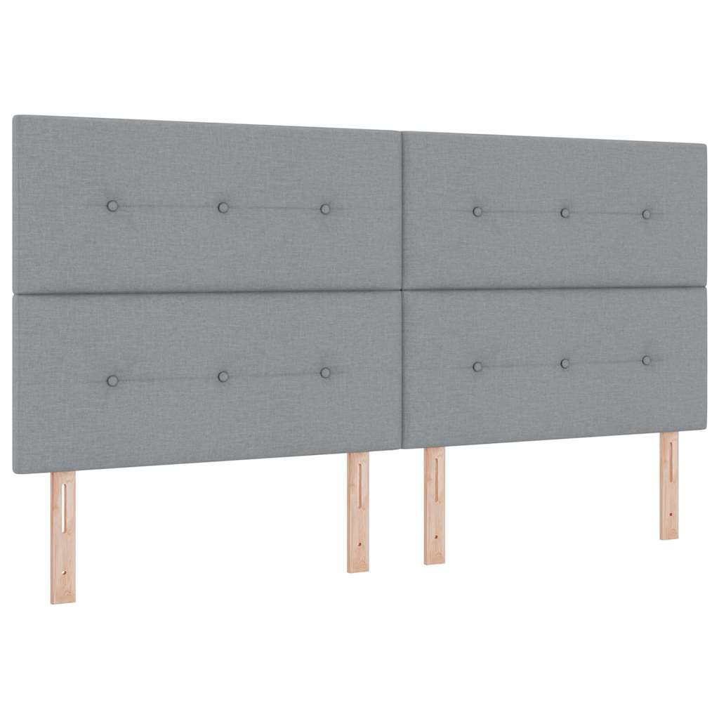 Sengestel med hovedgærde Lysegrå 200 x 200 cm Stof