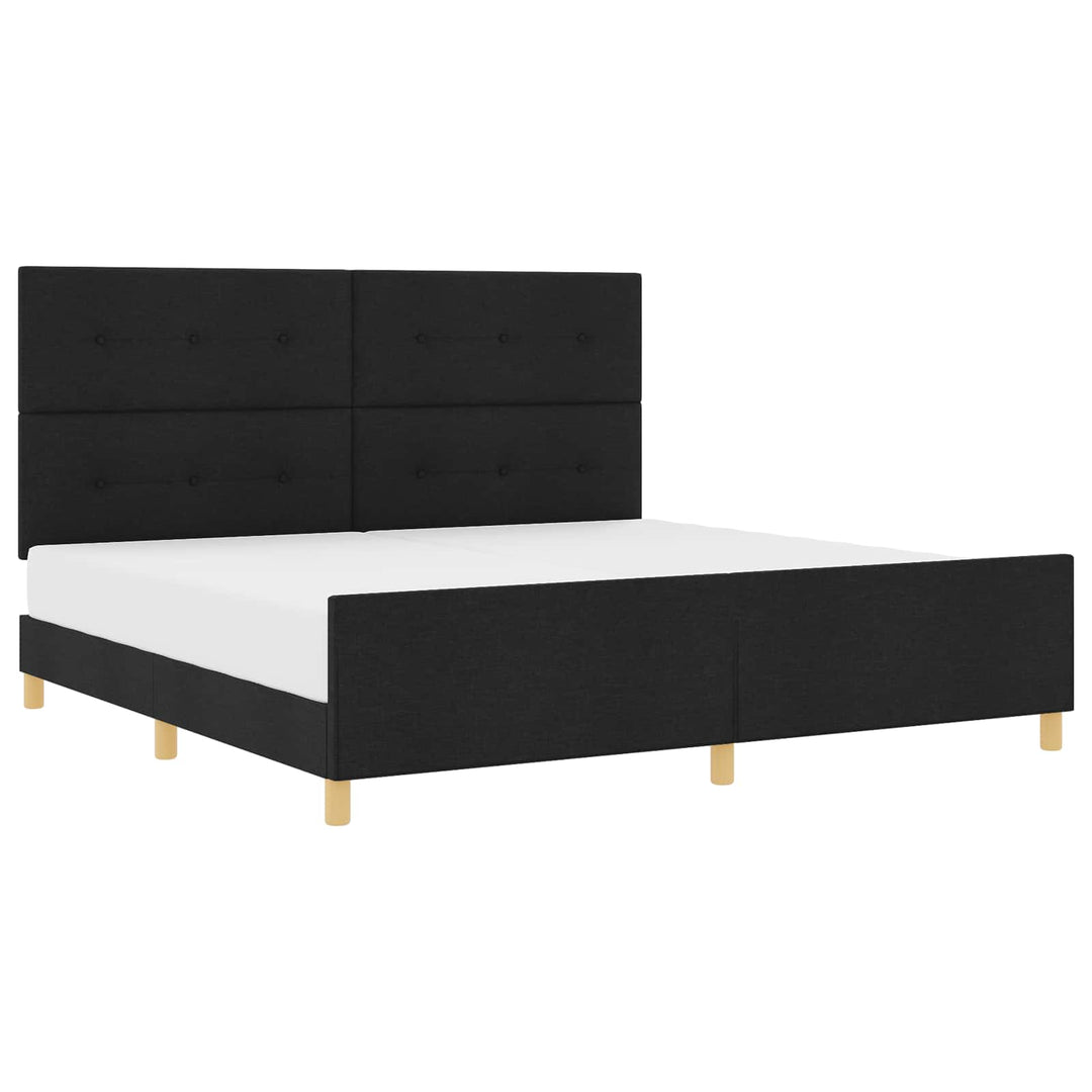 Sengestel med hovedgærde Sort 200 x 200 cm Stof