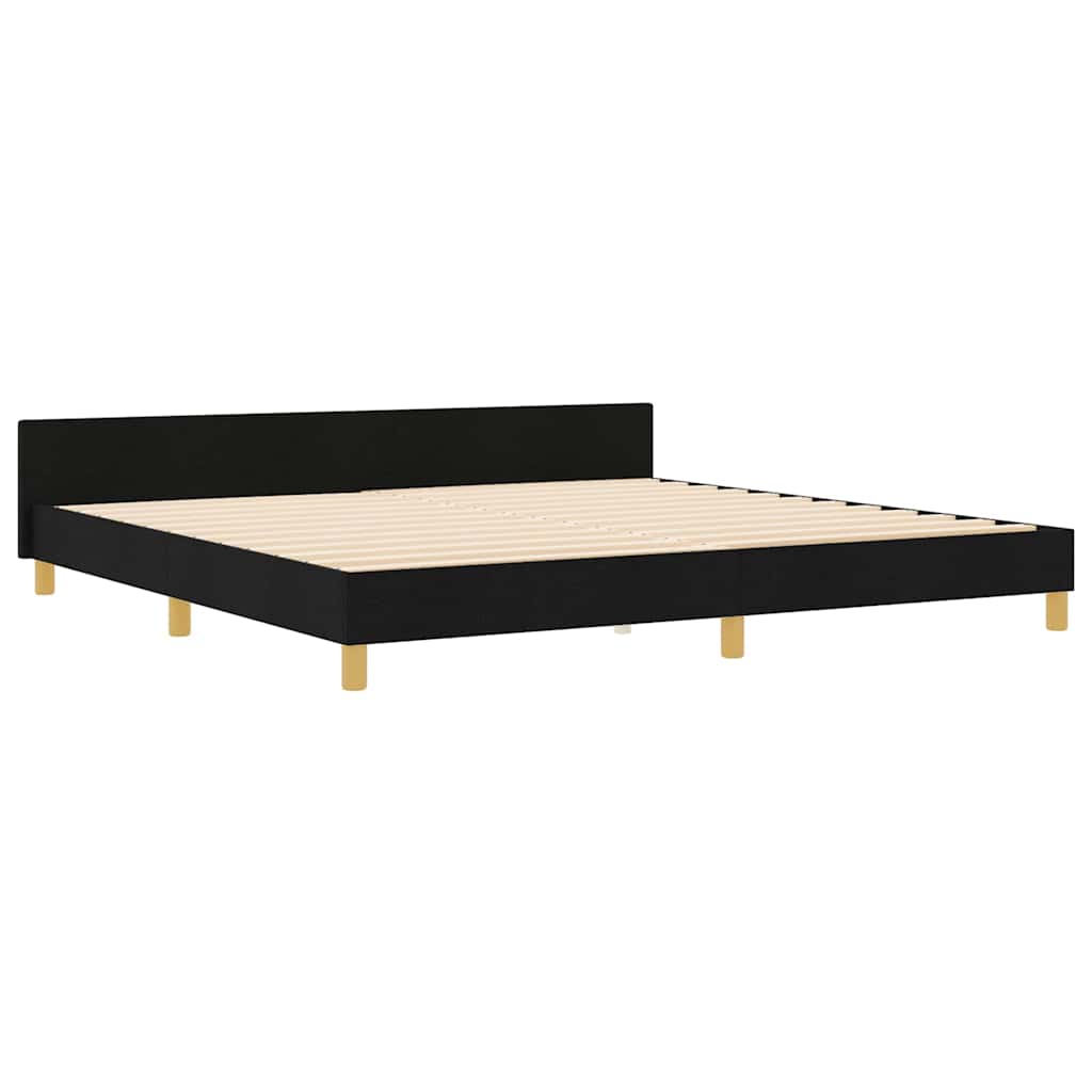 Sengestel med hovedgærde Sort 200 x 200 cm Stof
