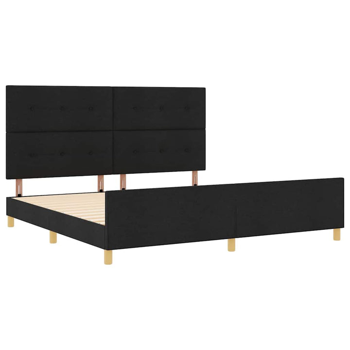 Sengestel med hovedgærde Sort 200 x 200 cm Stof