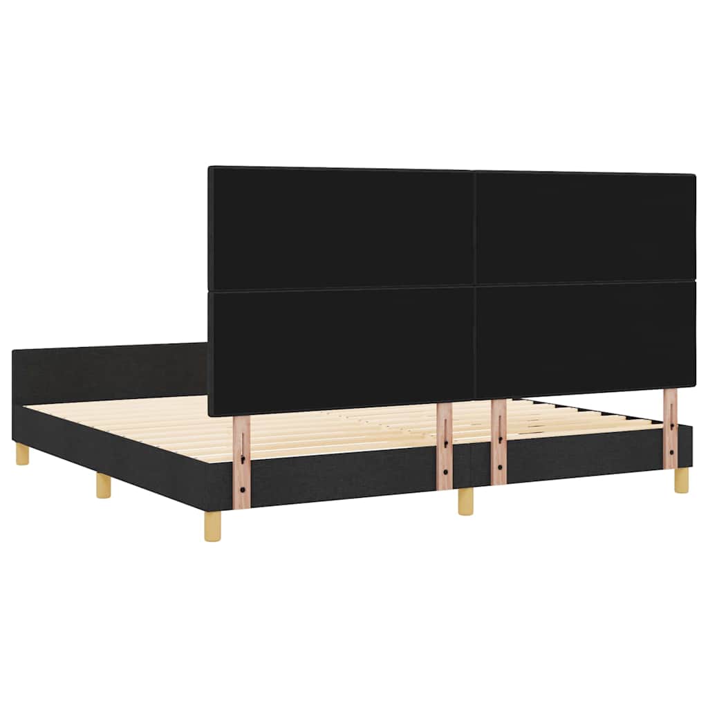 Sengestel med hovedgærde Sort 200 x 200 cm Stof