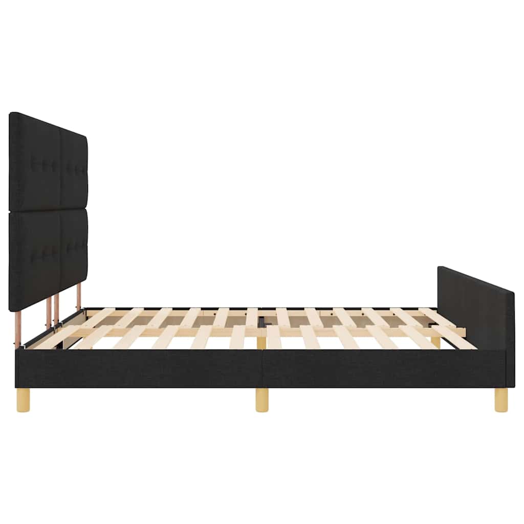 Sengestel med hovedgærde Sort 200 x 200 cm Stof