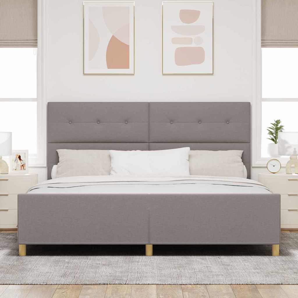 Sengestel med hovedgærde Gråbrun 200 x 200 cm Stof