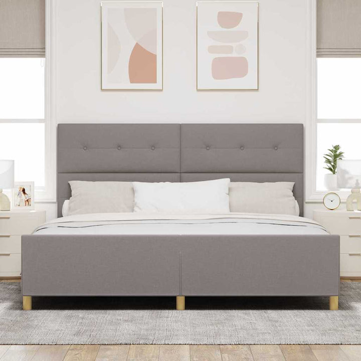 Sengestel med hovedgærde Gråbrun 200 x 200 cm Stof