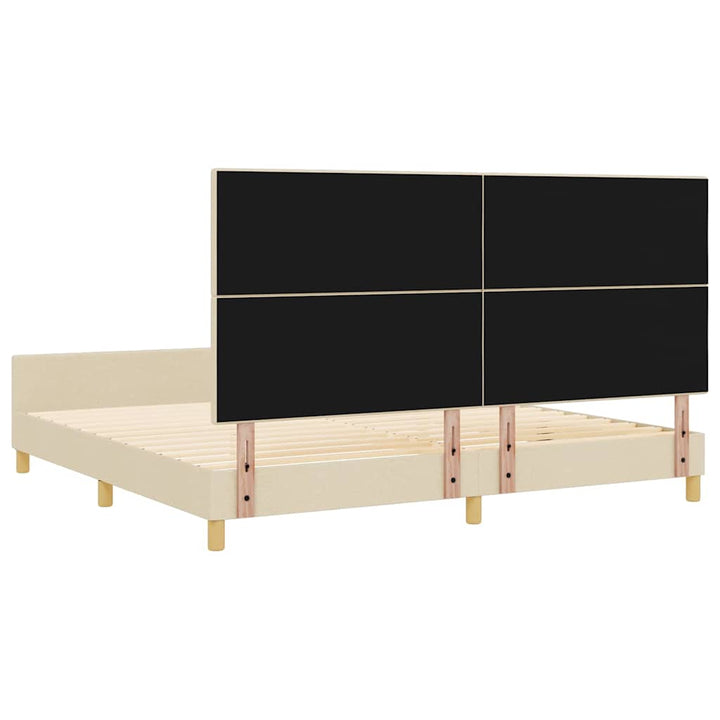 Sengestel med hovedgærde Creme 200 x 200 cm Stof