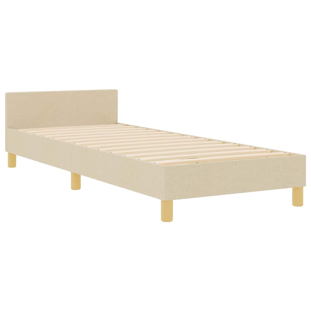 Sengestel med hovedgærde Creme 80 x 200 cm Stof