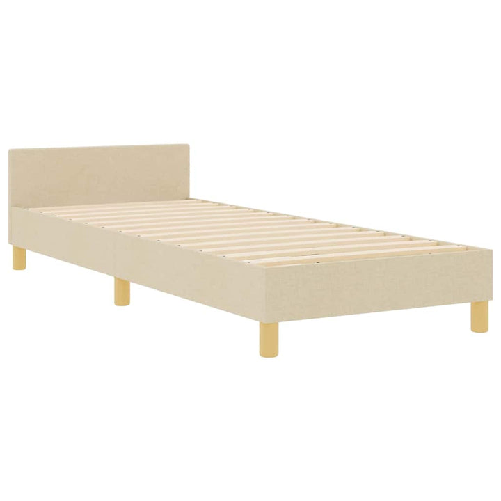 Sengestel med hovedgærde Creme 80 x 200 cm Stof