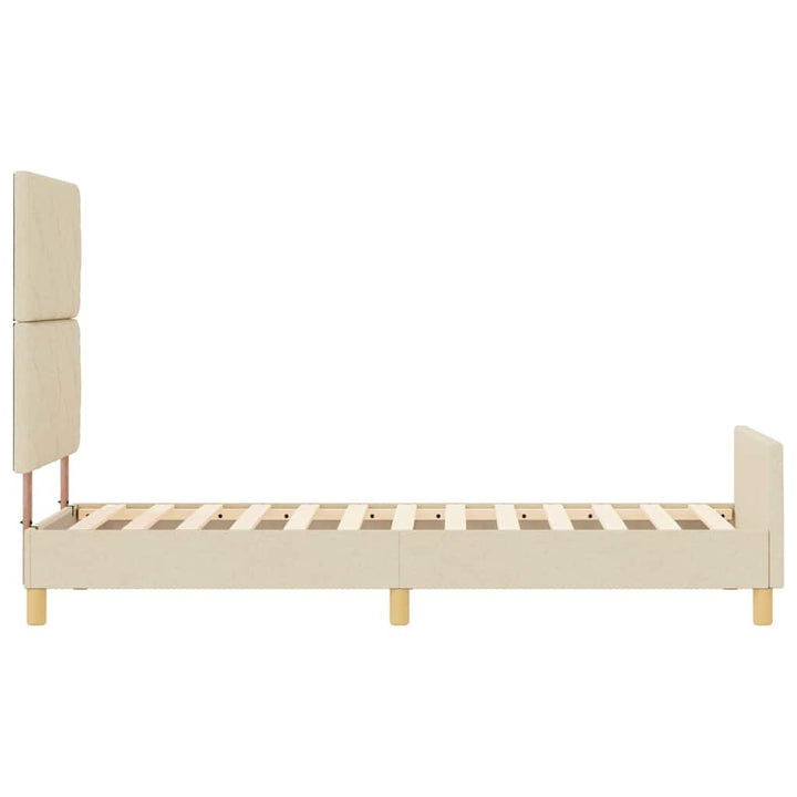 Sengestel med hovedgærde Creme 80 x 200 cm Stof