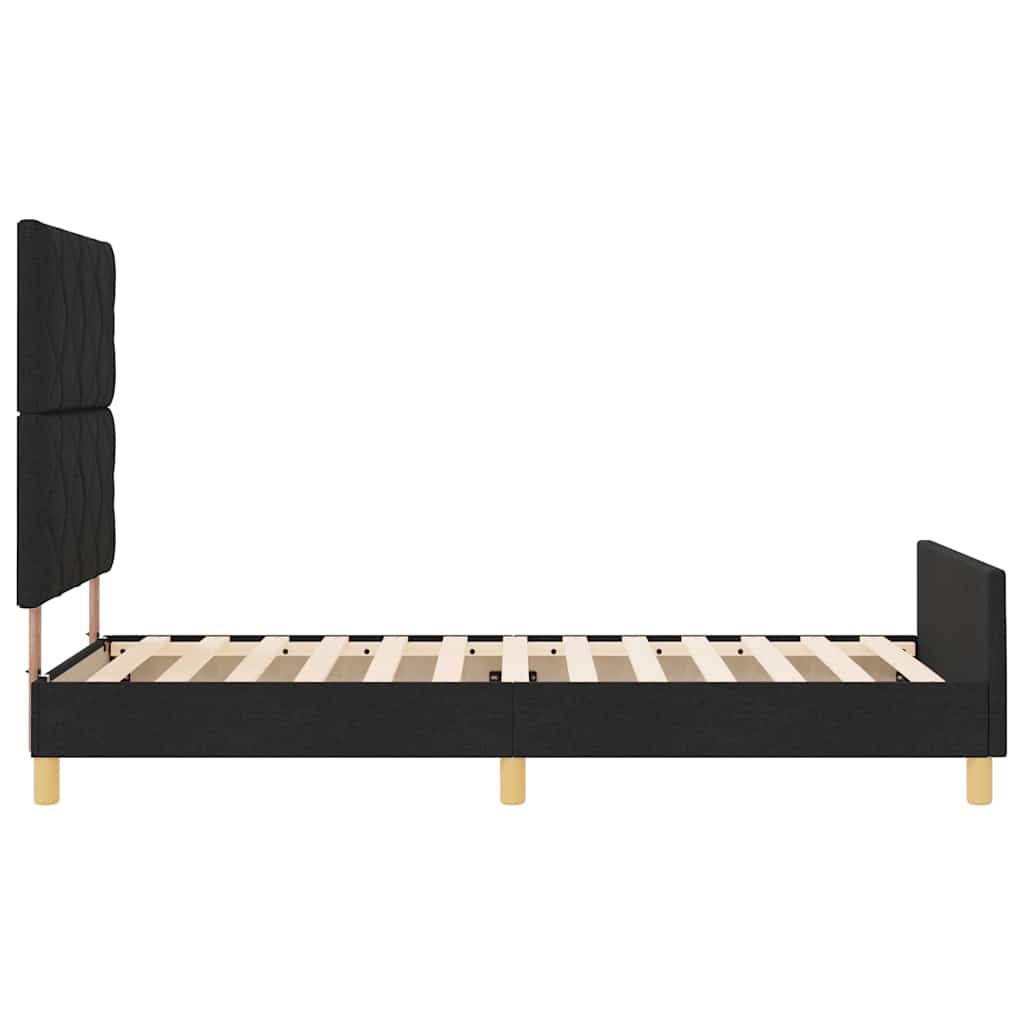 Sengestel med hovedgærde Sort 90 x 190 cm Stof
