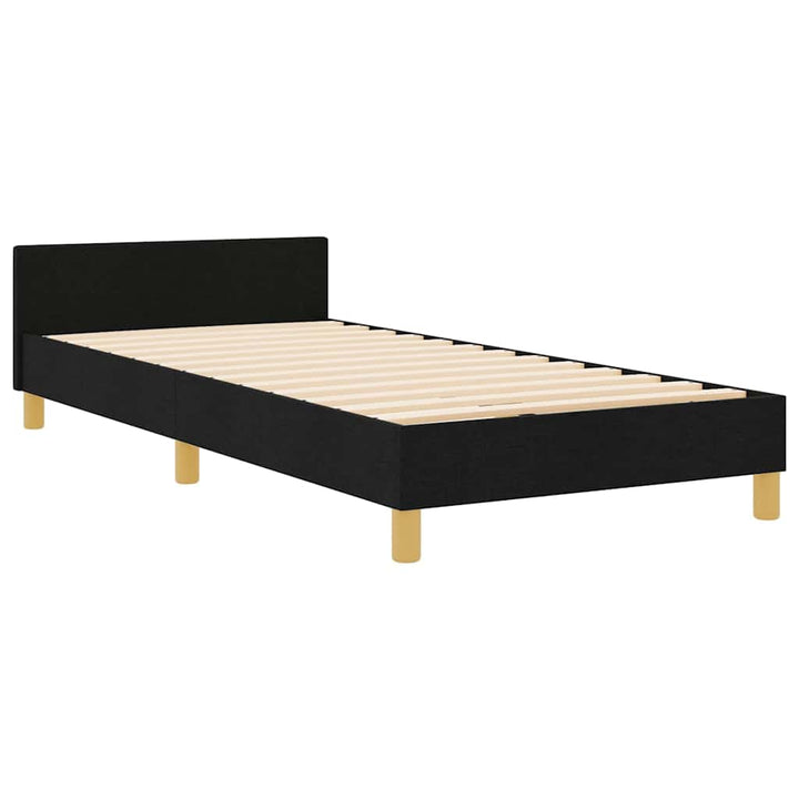 Sengestel med hovedgærde Sort 90 x 200 cm Stof