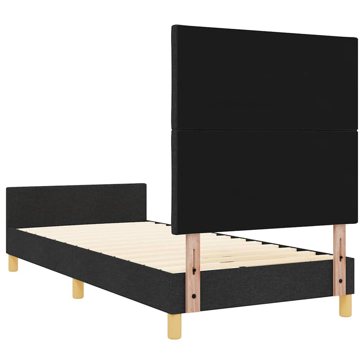 Sengestel med hovedgærde Sort 90 x 200 cm Stof