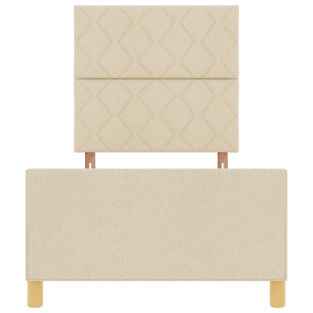 Sengestel med hovedgærde Creme 90 x 200 cm Stof