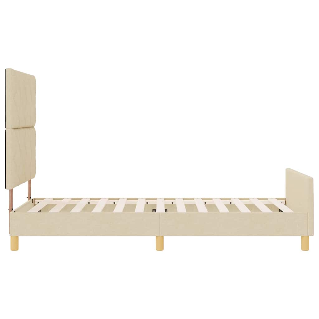 Sengestel med hovedgærde Creme 90 x 200 cm Stof