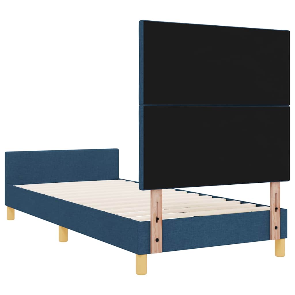 Sengestel med hovedgærde Blå 90 x 200 cm Stof