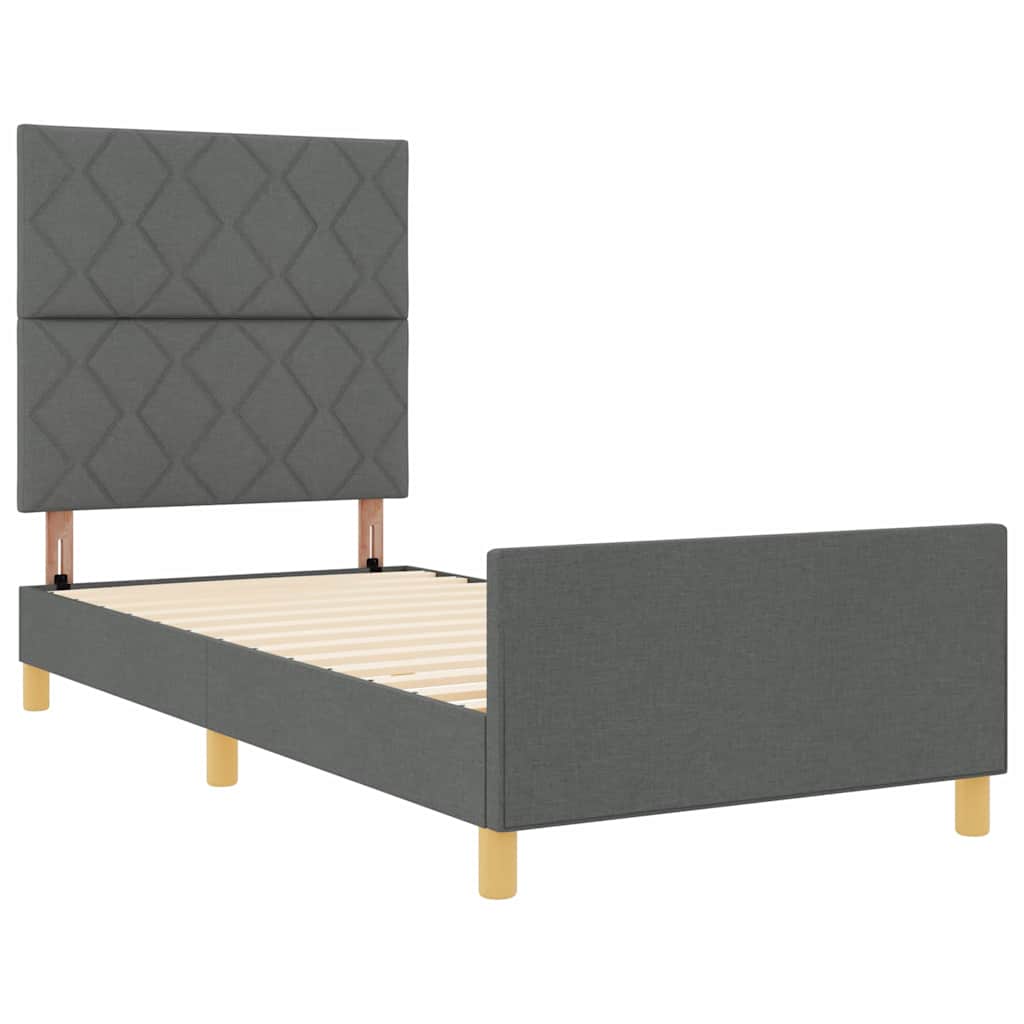 Sengestel med hovedgærde Mørkegrå 100 x 200 cm Stof