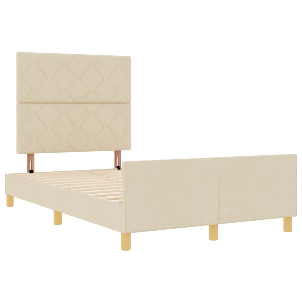 Sengestel med hovedgærde Creme 120 x 190 cm Stof