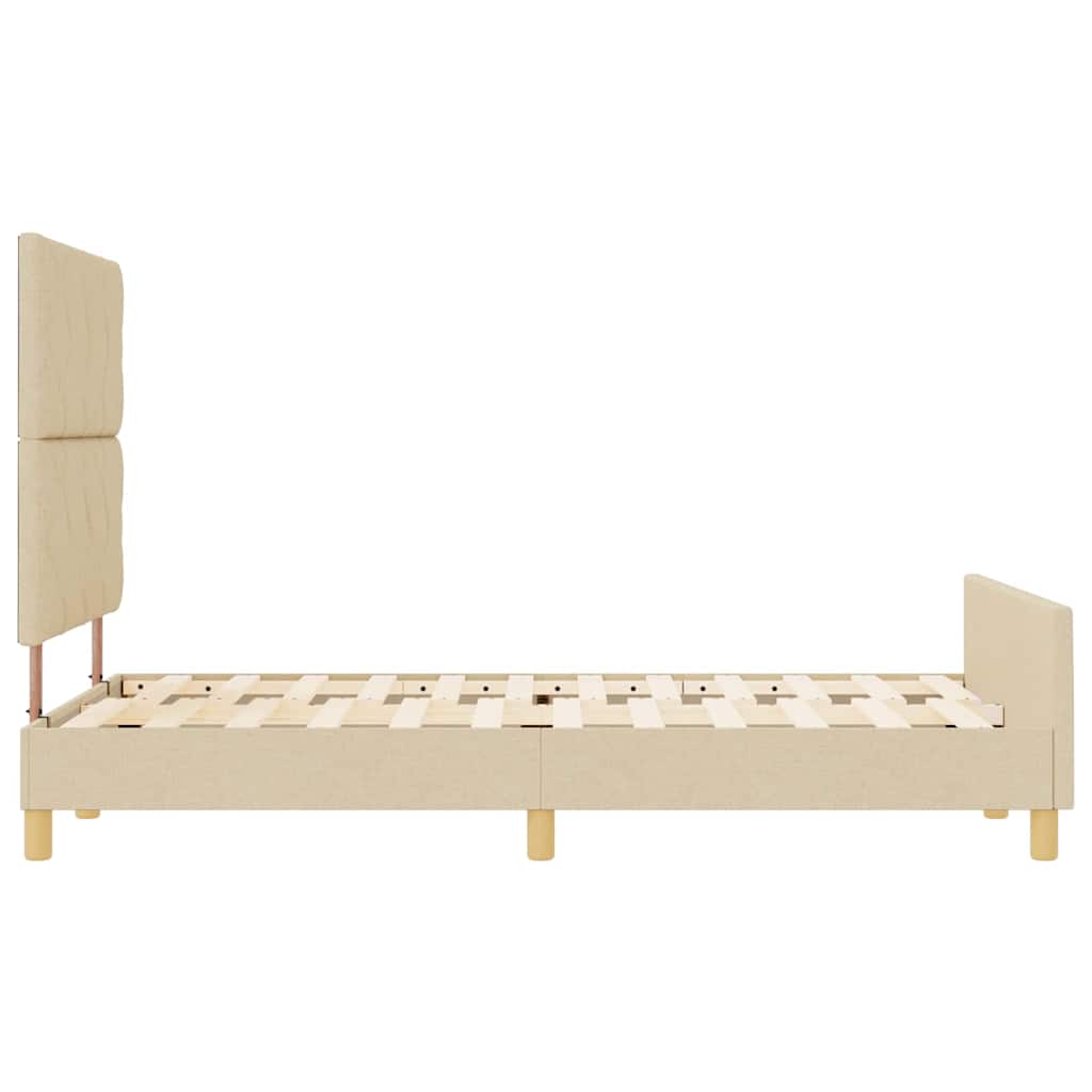 Sengestel med hovedgærde Creme 120 x 190 cm Stof