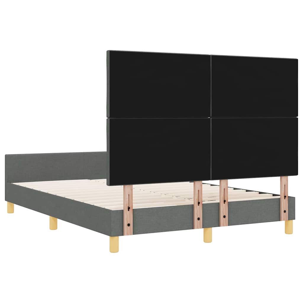 Sengestel med hovedgærde Mørkegrå 140 x 190 cm Stof