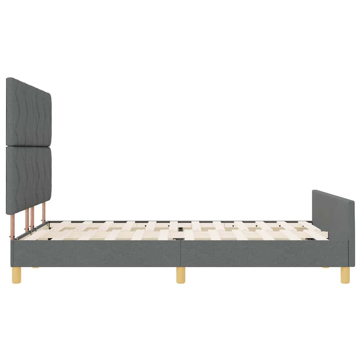 Sengestel med hovedgærde Mørkegrå 140 x 190 cm Stof