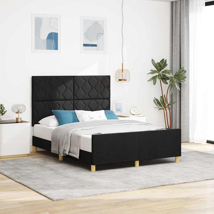 Sengestel med hovedgærde Sort 140 x 190 cm Stof