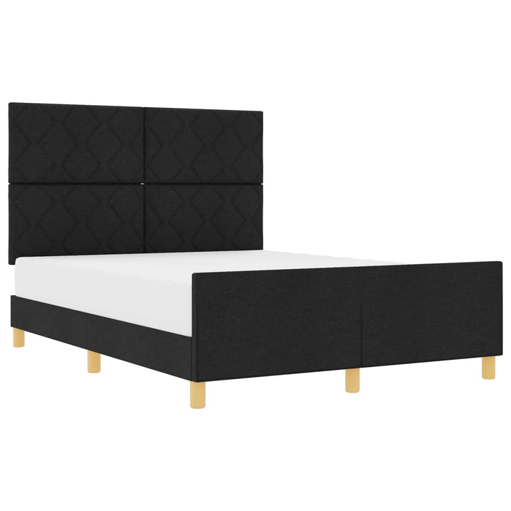 Sengestel med hovedgærde Sort 140 x 190 cm Stof