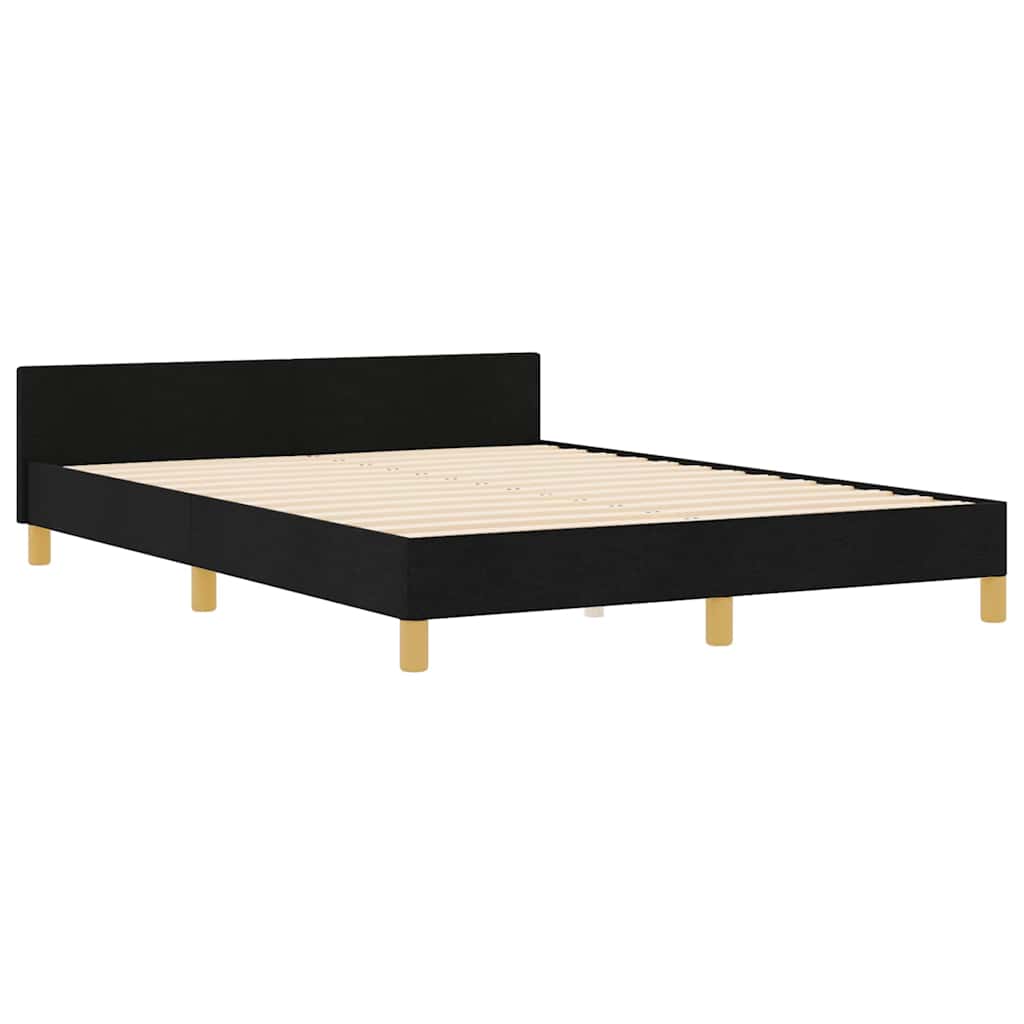 Sengestel med hovedgærde Sort 140 x 190 cm Stof